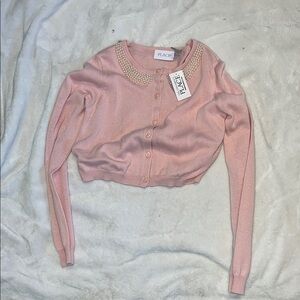 Pink Cardigan with Pearl Detail